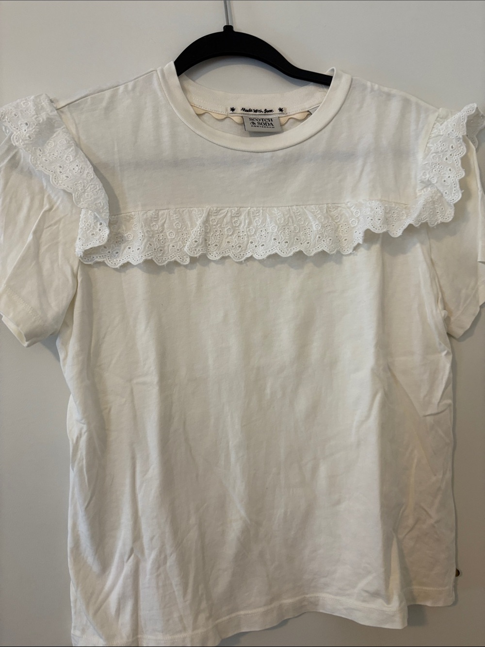 Scotch & Soda White Eyelet Ruffle Tee